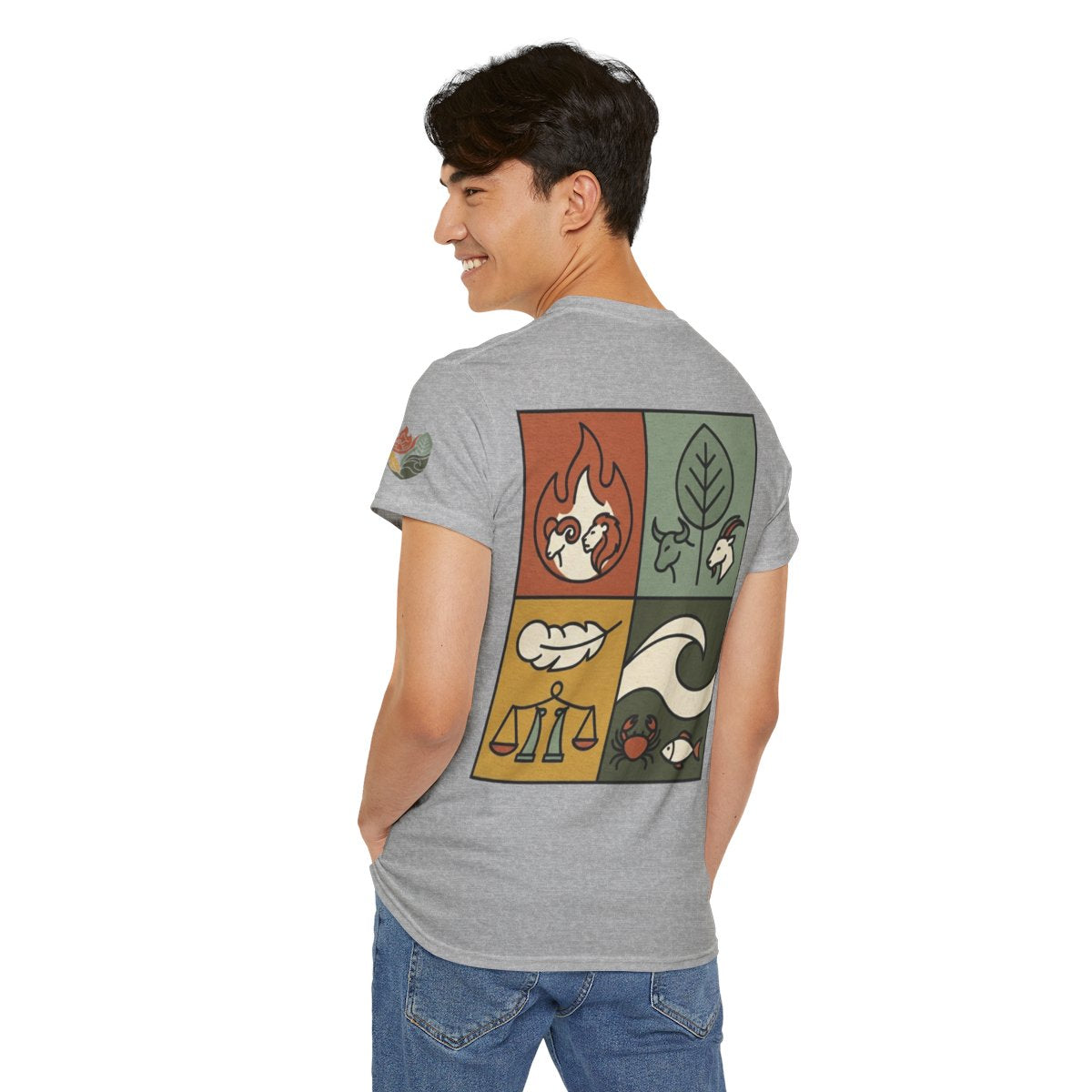 Color: Sport Grey | Four Elements- Fire, Earth, Air, Water Premium Graphic Tee