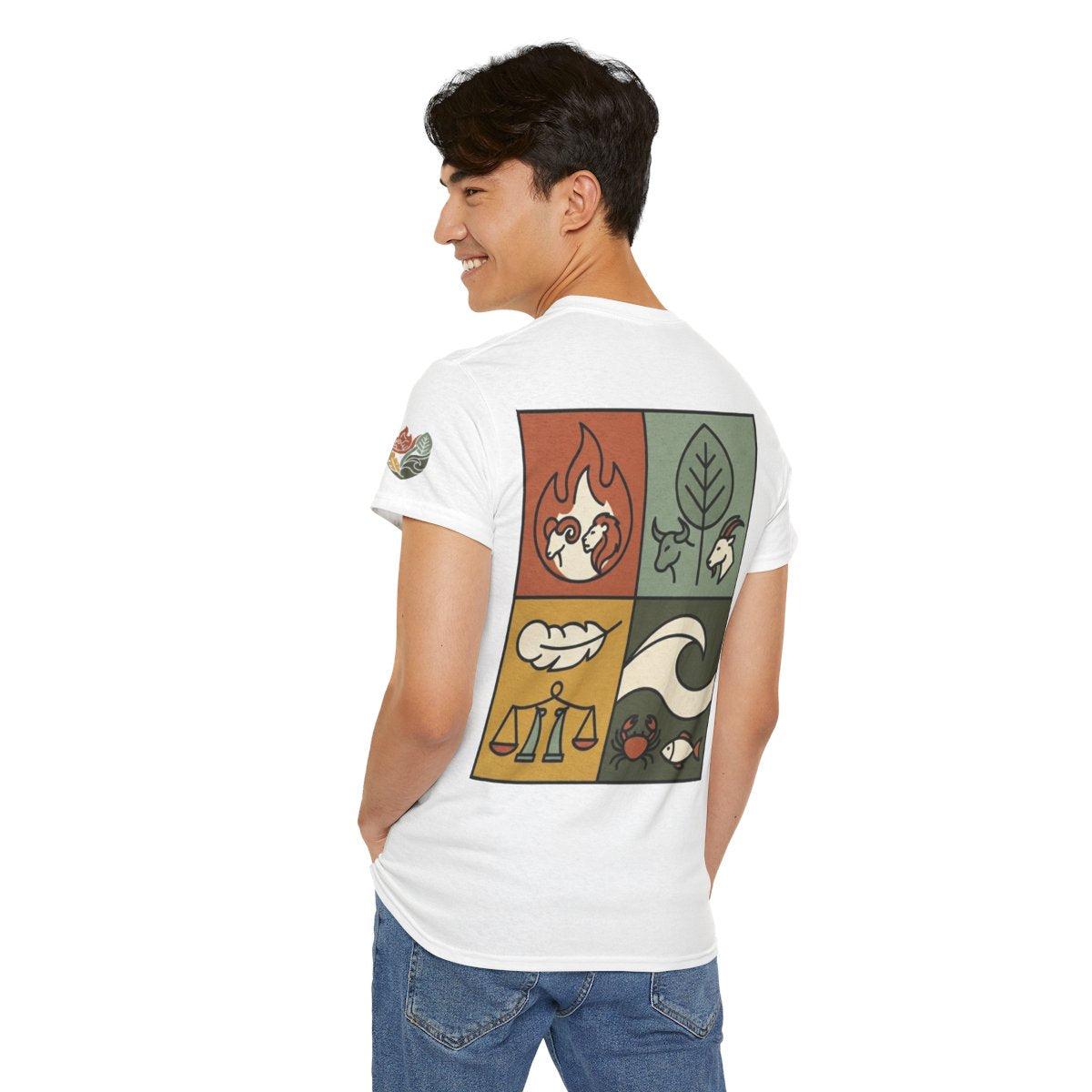 Color: White | Four Elements- Fire, Earth, Air, Water Premium Graphic Tee