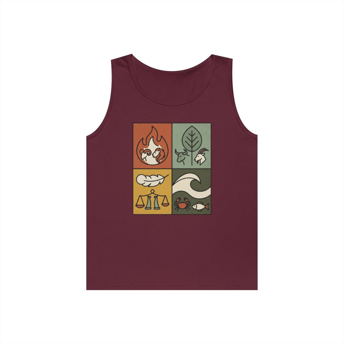 Color: Maroon | Four Elements- Fire, Earth, Air, Water Tank Top