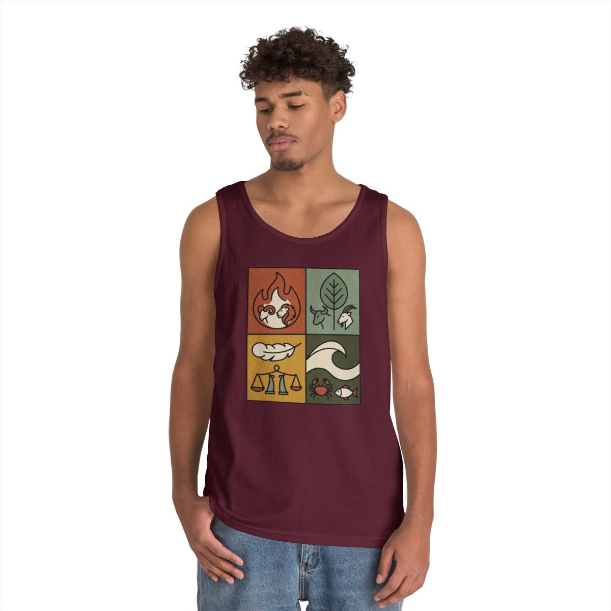 Color: Maroon | Four Elements- Fire, Earth, Air, Water Tank Top