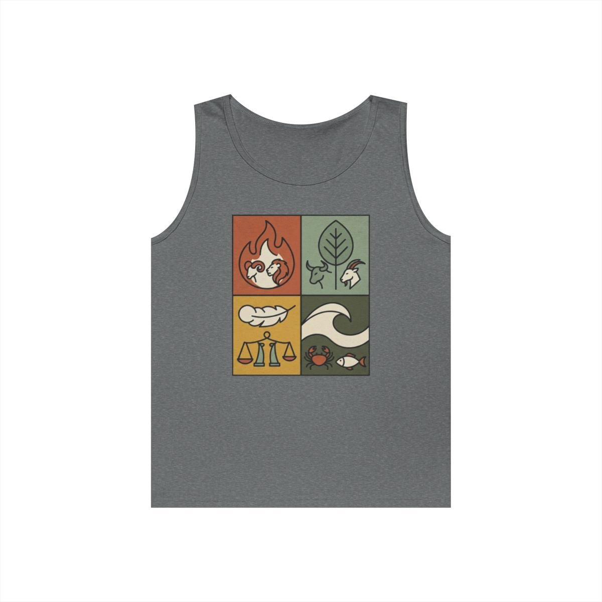 Color: Graphite Heather | Four Elements- Fire, Earth, Air, Water Tank Top