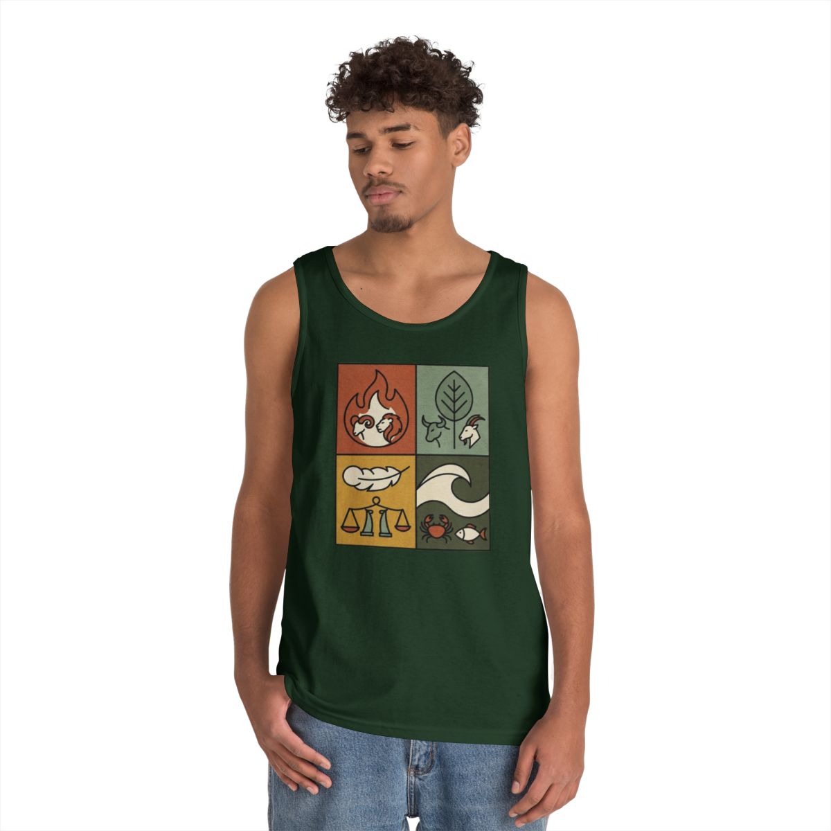 Color: Forest Green | Four Elements- Fire, Earth, Air, Water Tank Top