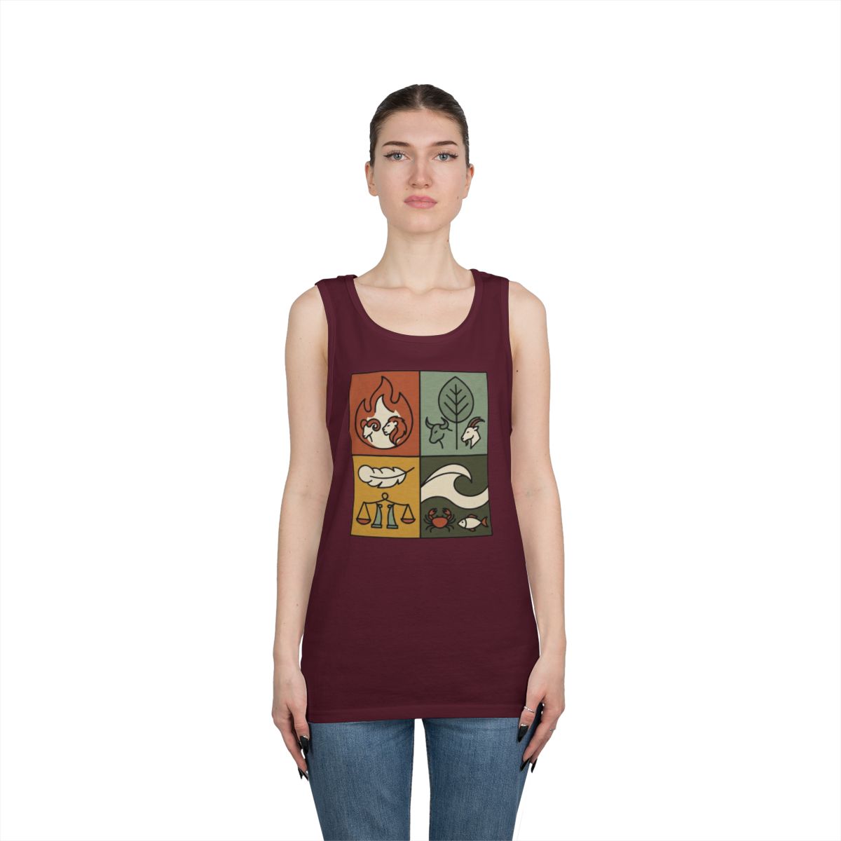 Color: Maroon | Four Elements- Fire, Earth, Air, Water Tank Top