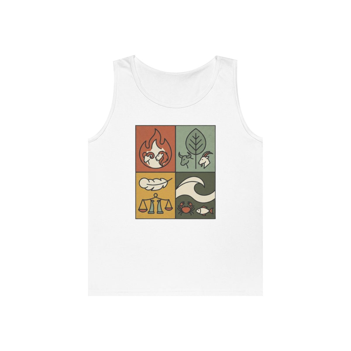 Color: White | Four Elements- Fire, Earth, Air, Water Tank Top