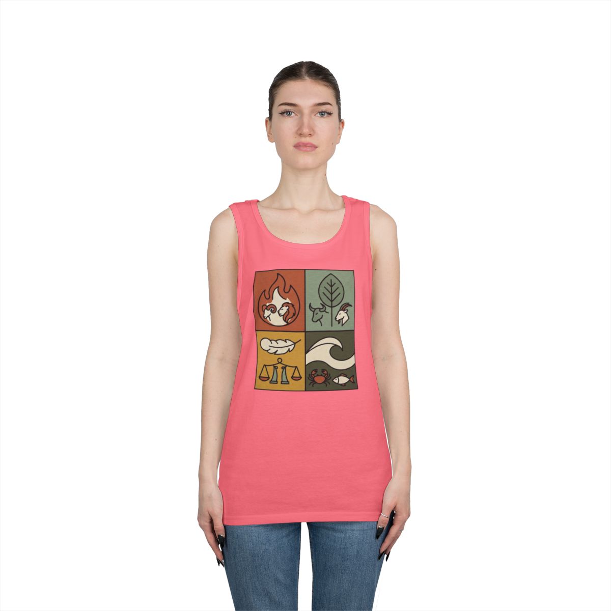 Color: Safety Pink | Four Elements- Fire, Earth, Air, Water Tank Top