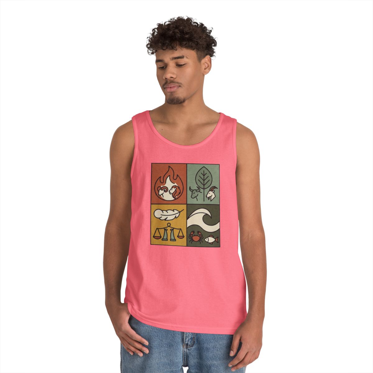 Color: Safety Pink | Four Elements- Fire, Earth, Air, Water Tank Top