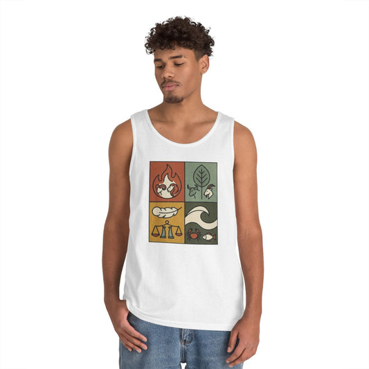 Color: White | Four Elements- Fire, Earth, Air, Water Tank Top