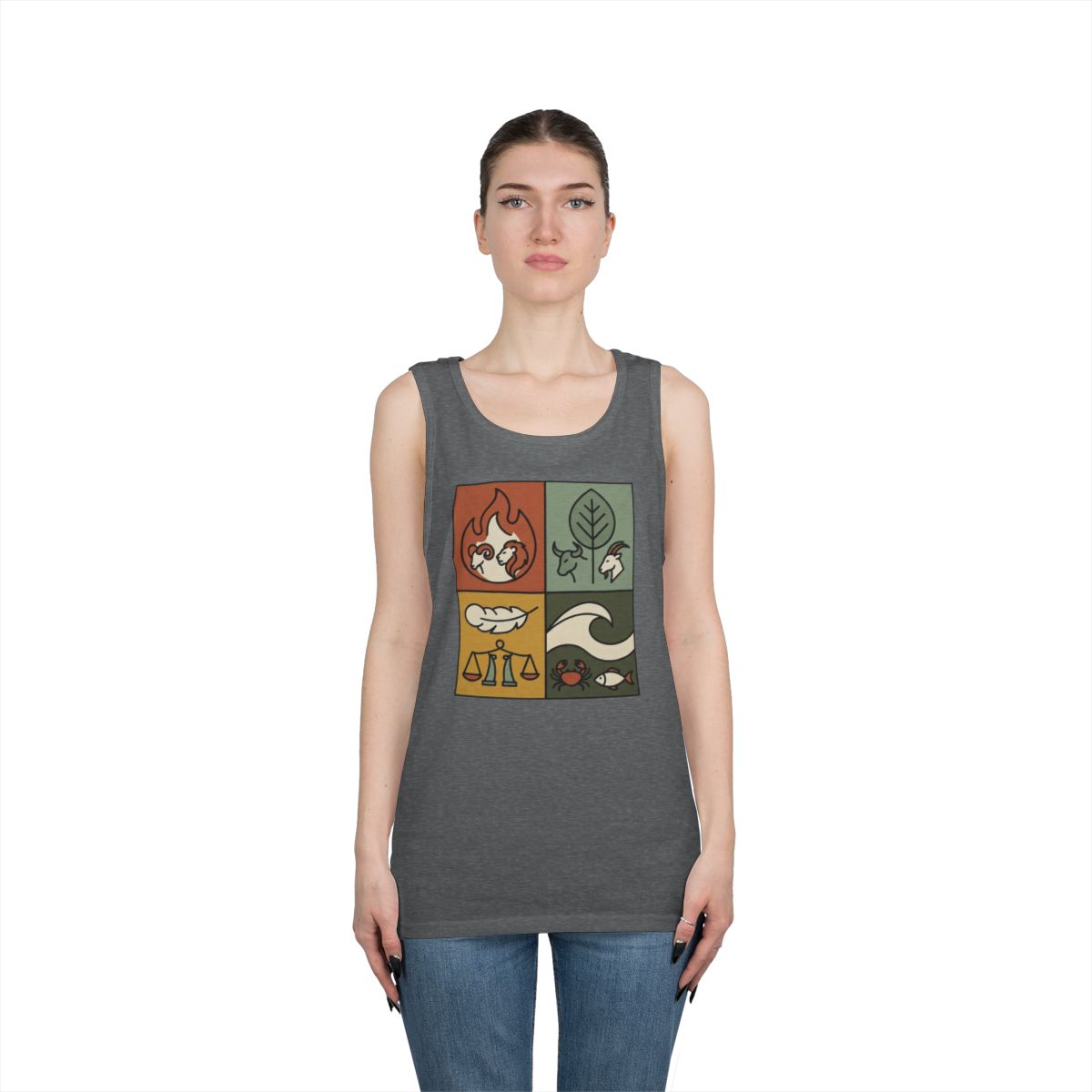 Color: Graphite Heather | Four Elements- Fire, Earth, Air, Water Tank Top