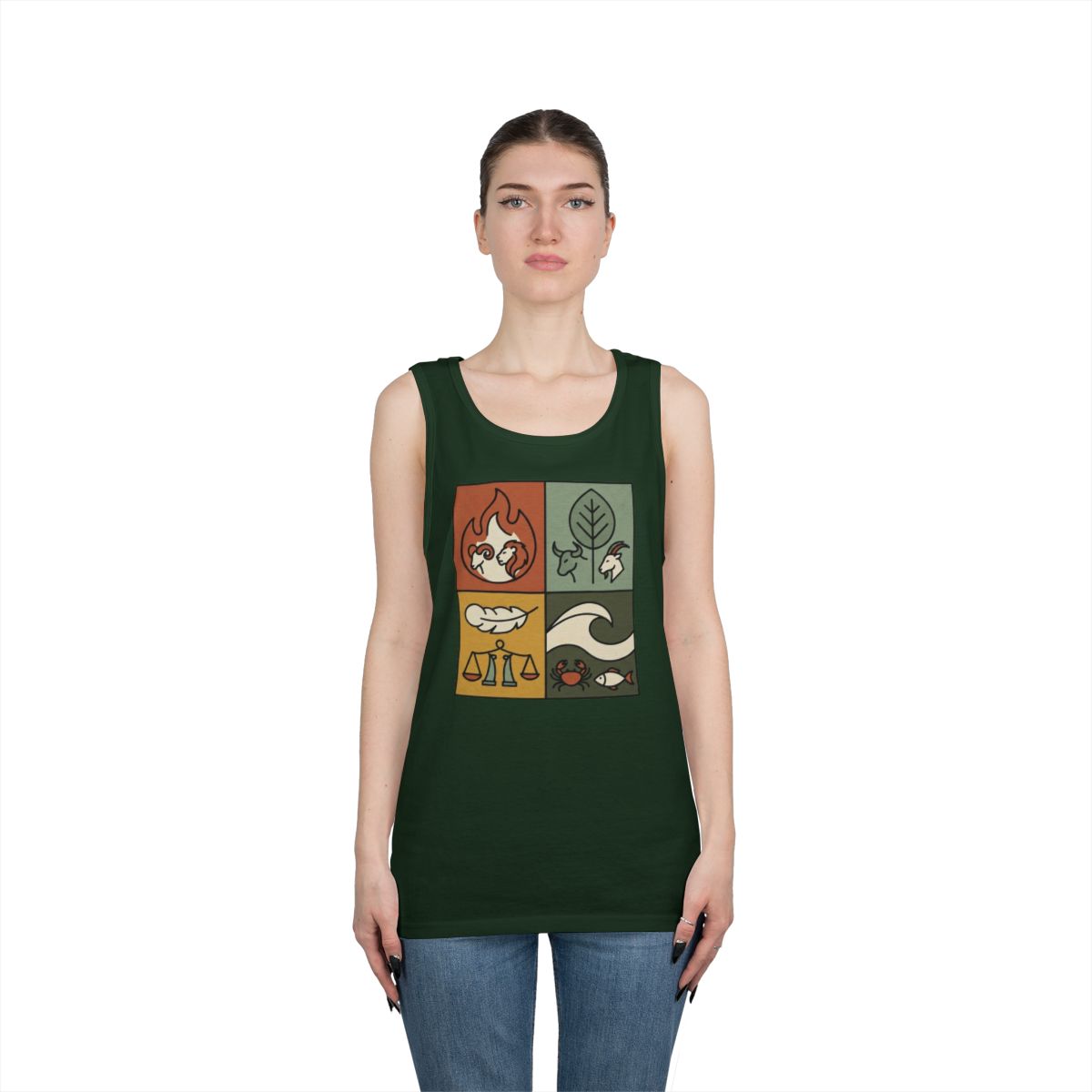 Color: Forest Green | Four Elements- Fire, Earth, Air, Water Tank Top