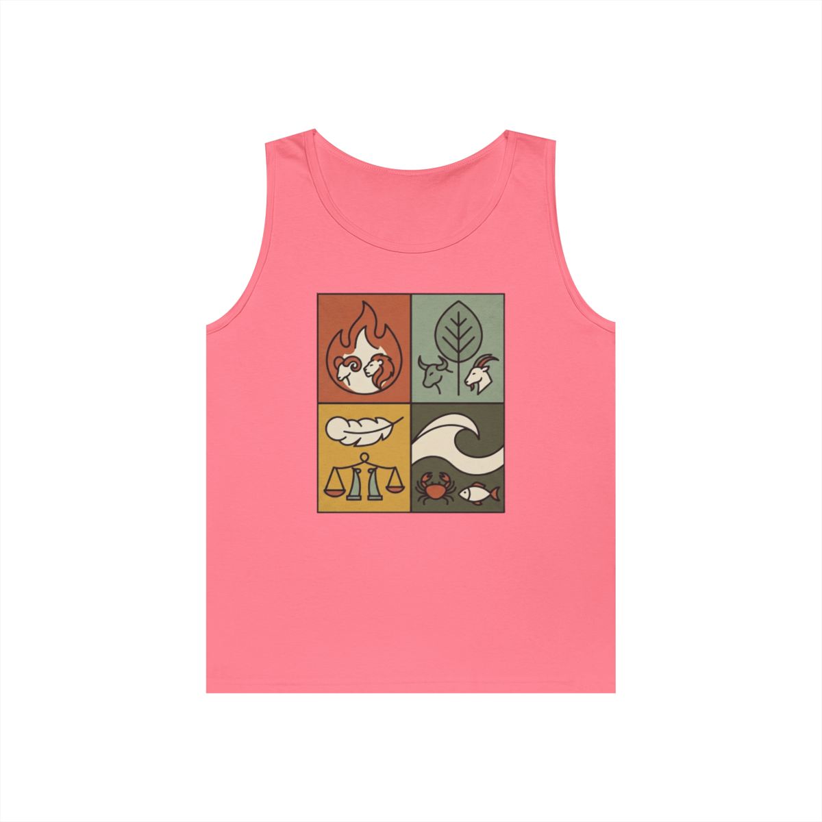 Color: Safety Pink | Four Elements- Fire, Earth, Air, Water Tank Top