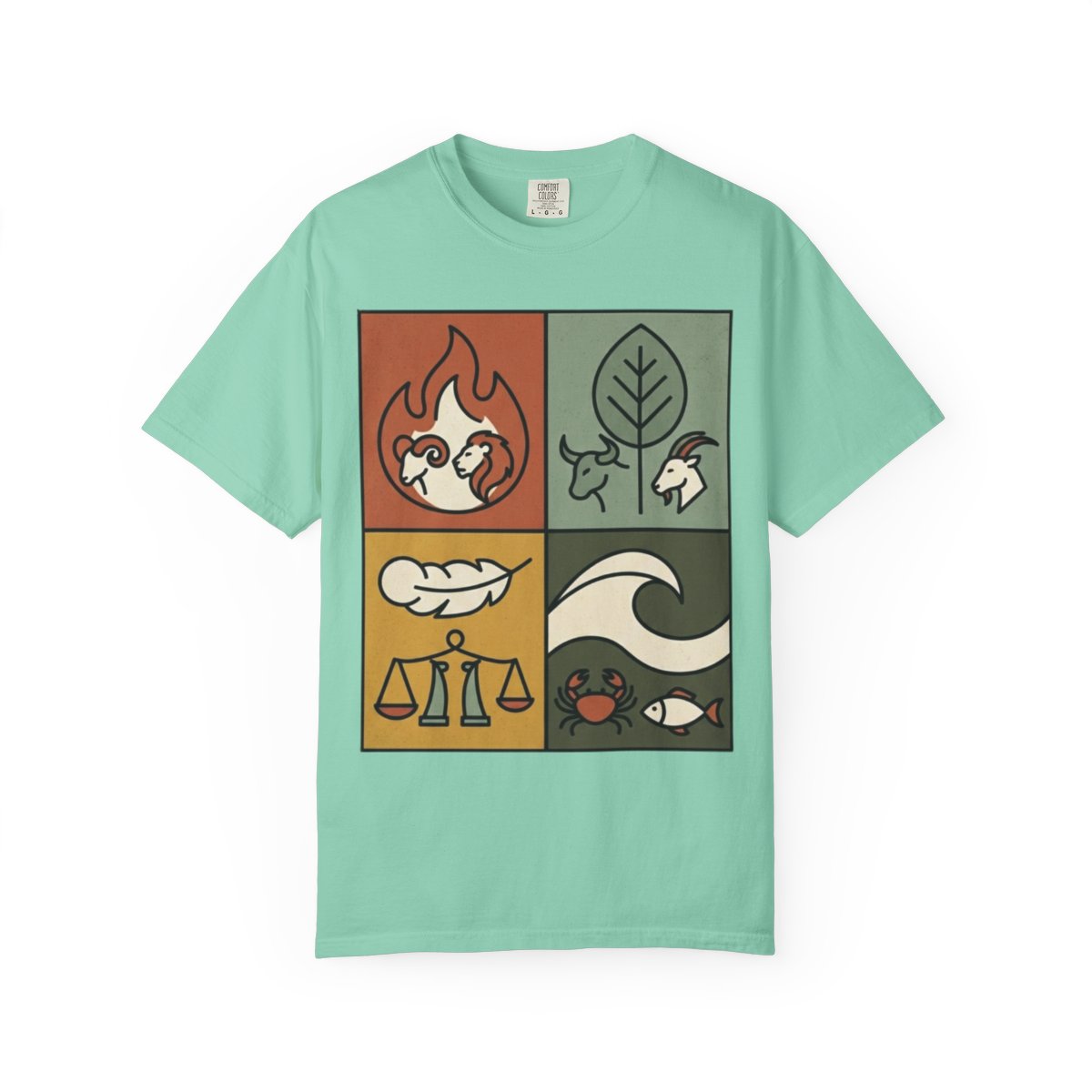 Color: Island Reef | Four Elements- Fire, Earth, Air, Water Unisex Garment-Dyed Tee