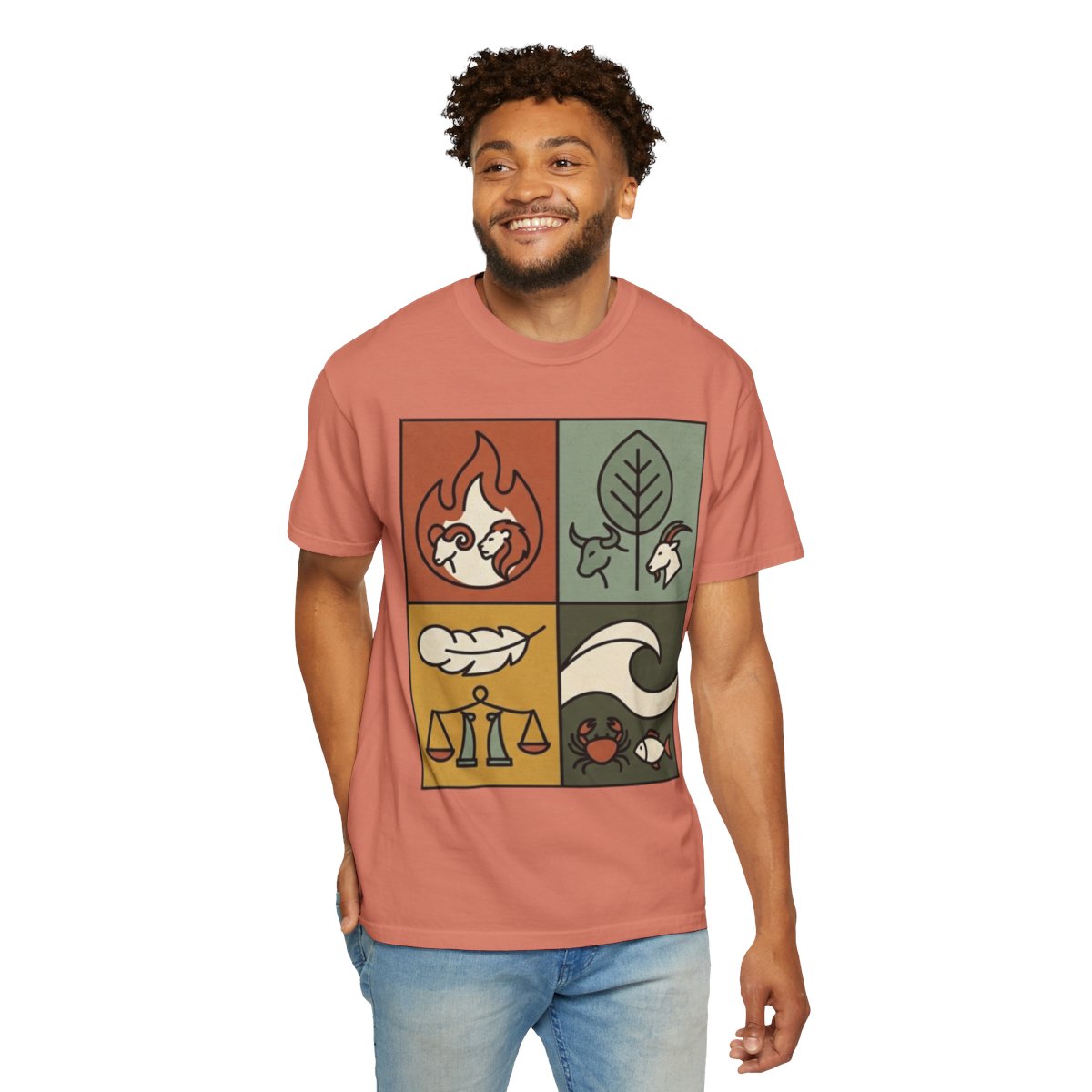 Color: Terracotta | Four Elements- Fire, Earth, Air, Water Unisex Garment-Dyed Tee