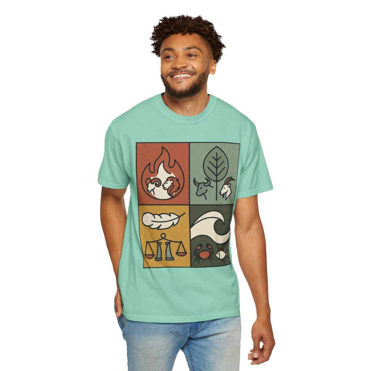 Color: Island Reef | Four Elements- Fire, Earth, Air, Water Unisex Garment-Dyed Tee