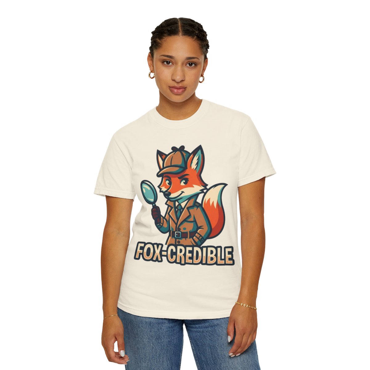 Color: Ivory | Fox Credible Unisex Garment-Dyed Tee