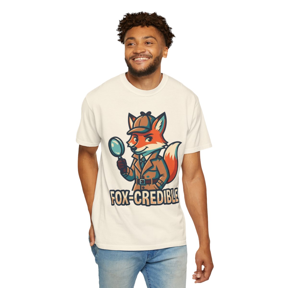 Color: Ivory | Fox Credible Unisex Garment-Dyed Tee
