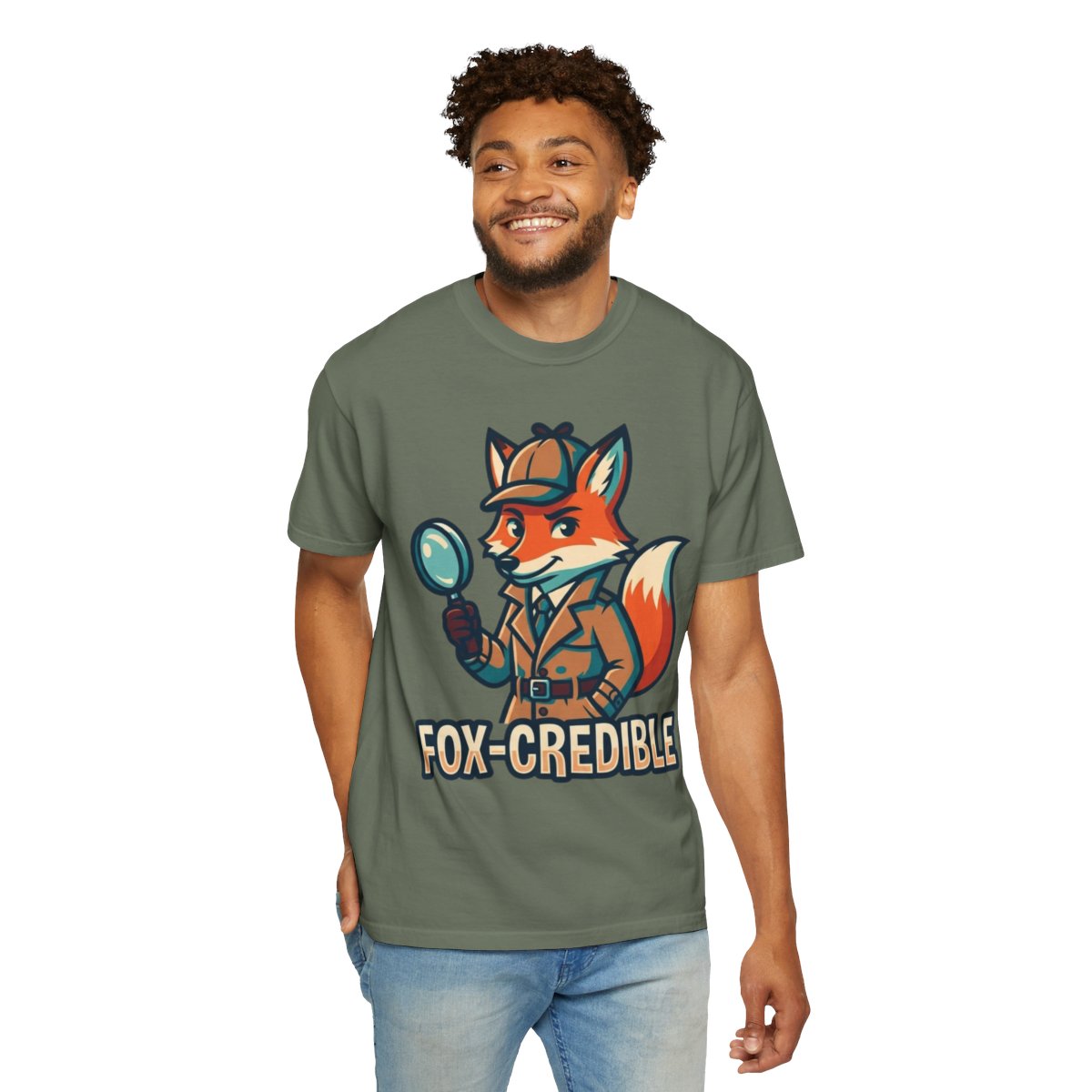 Color: Moss | Fox Credible Unisex Garment-Dyed Tee
