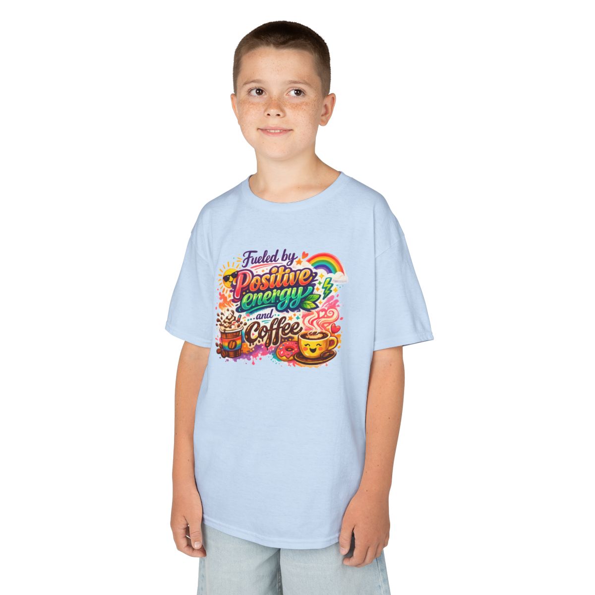 Color: Light Blue | Fueled by Coffee Kids Tee