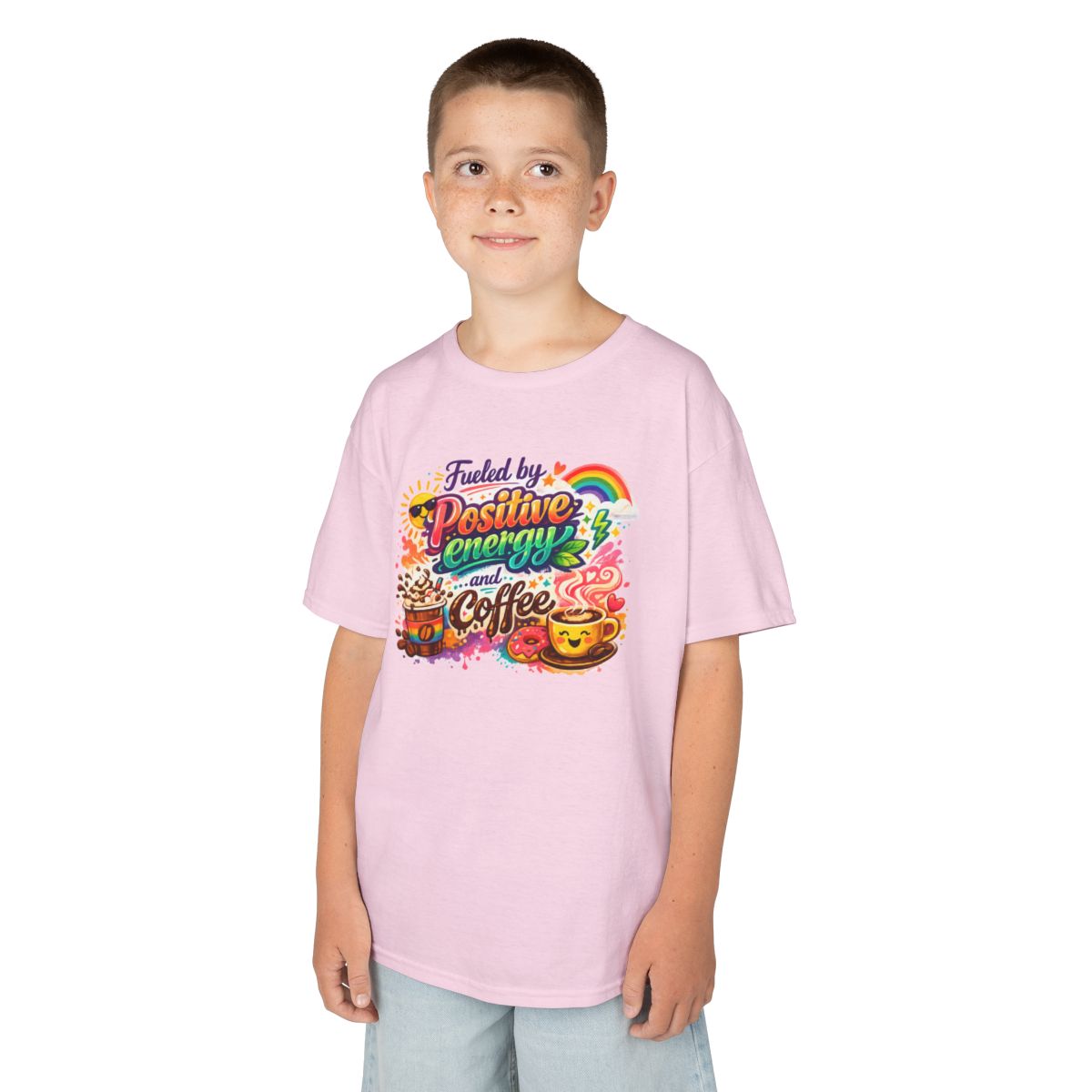 Color: Light Pink | Fueled by Coffee Kids Tee