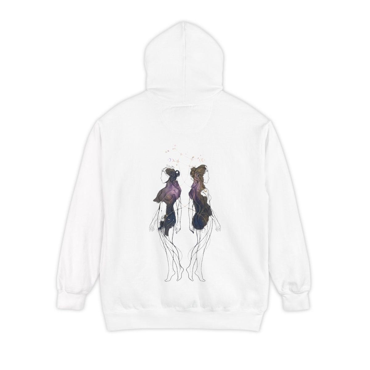Color: White | Gemini The Celestial Twins Garment-Dyed Hoodie