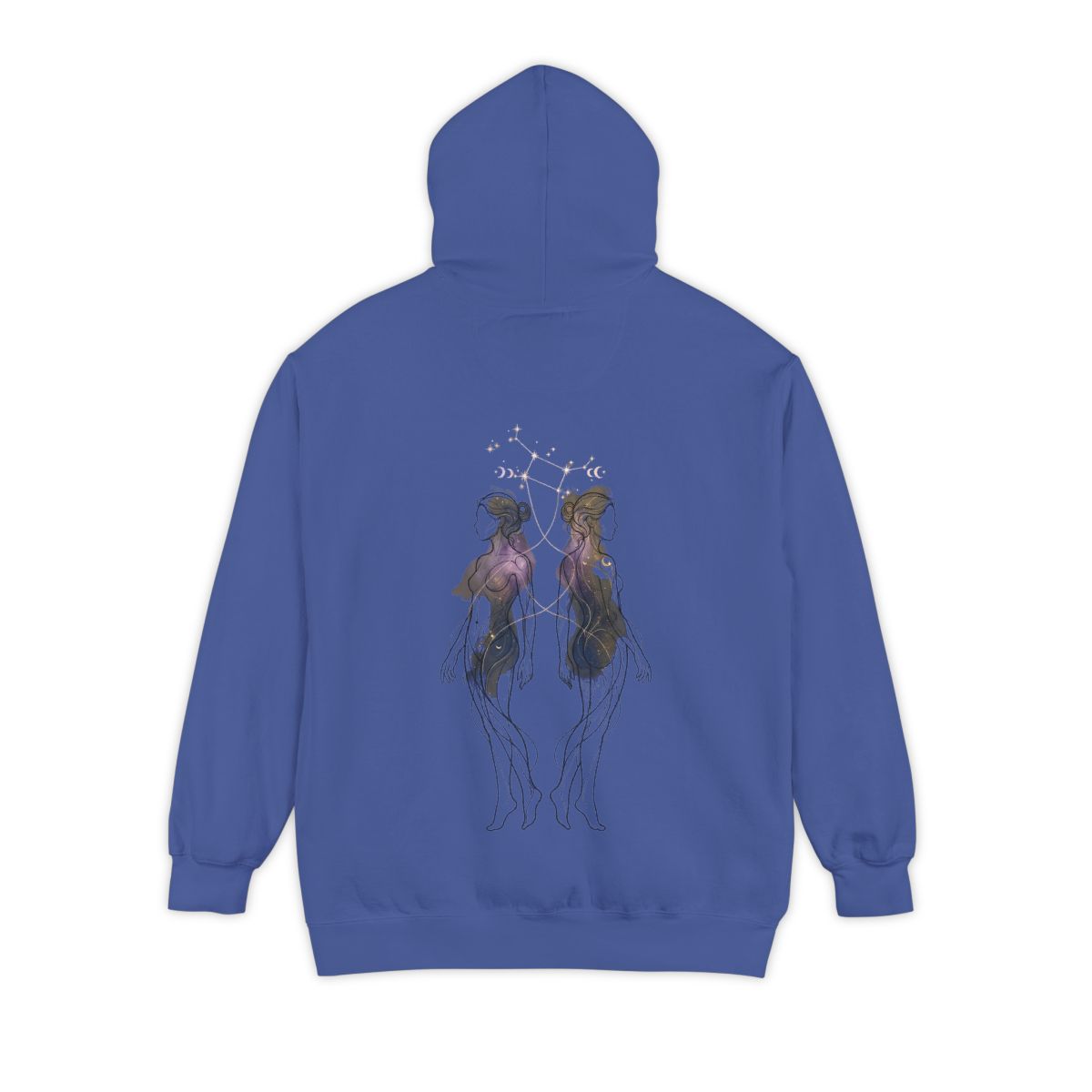 Color: Flo Blue | Gemini The Celestial Twins Garment-Dyed Hoodie