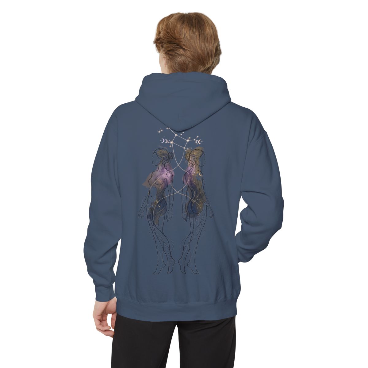 Color: Denim | Gemini The Celestial Twins Garment-Dyed Hoodie
