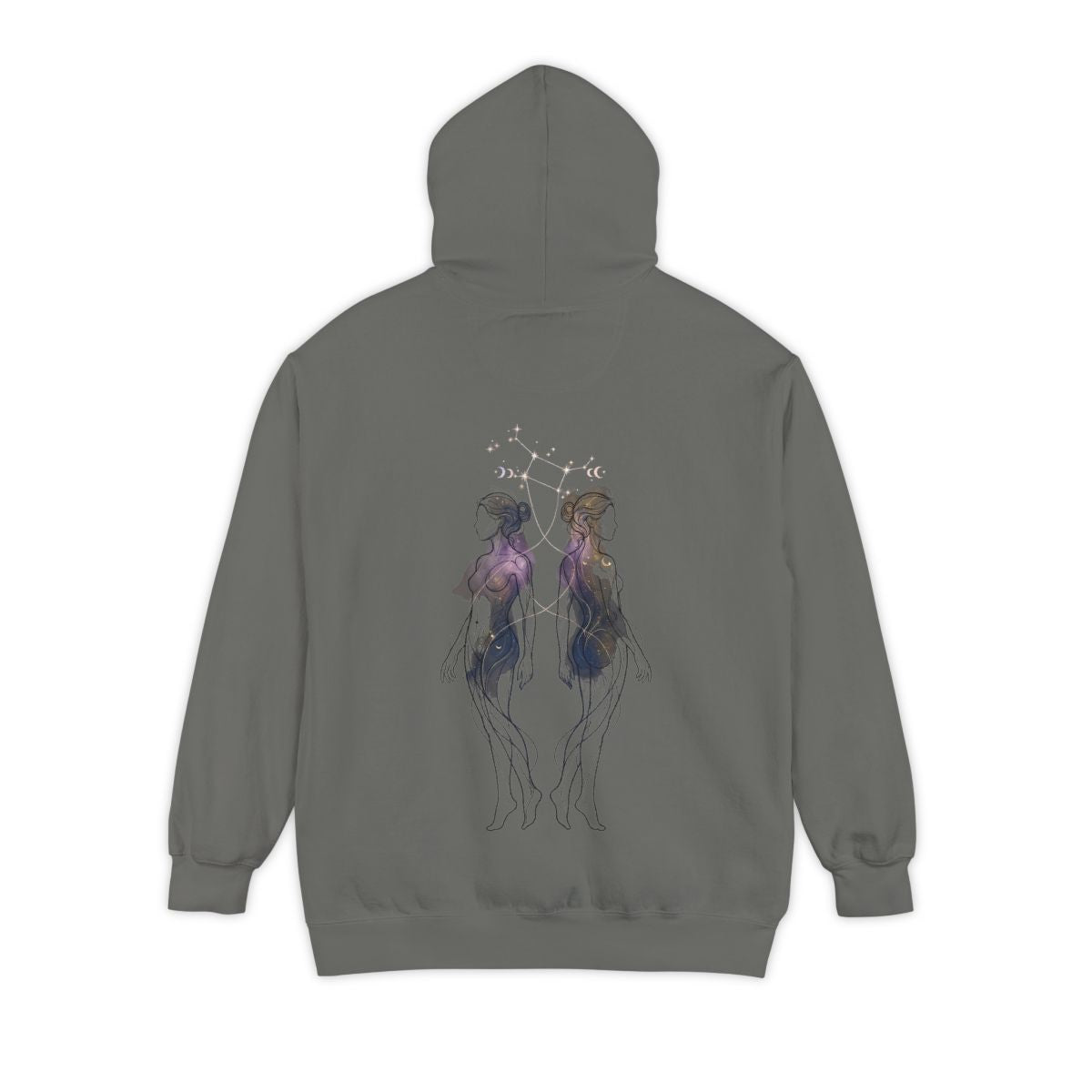 Color: Grey | Gemini The Celestial Twins Garment-Dyed Hoodie