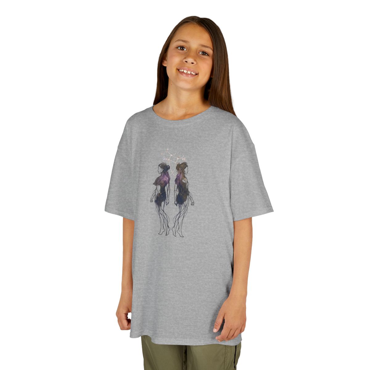 Color: Sport Grey | Gemini The Celestial Twins Kids Tee