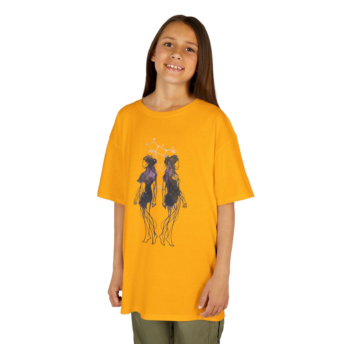 Color: Gold | Gemini The Celestial Twins Kids Tee