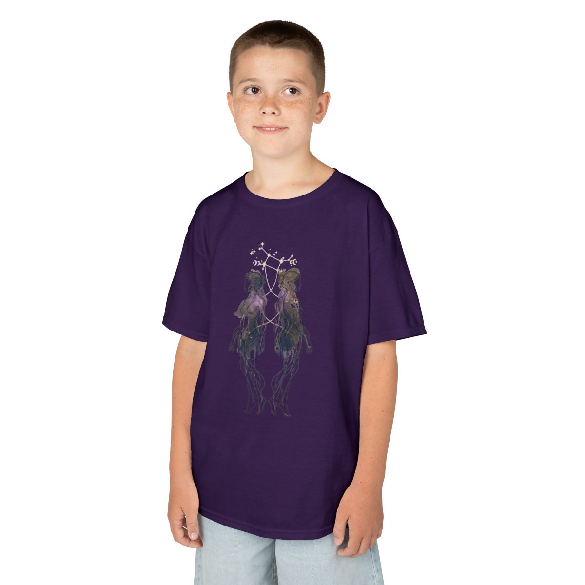 Color: Purple | Gemini The Celestial Twins Kids Tee