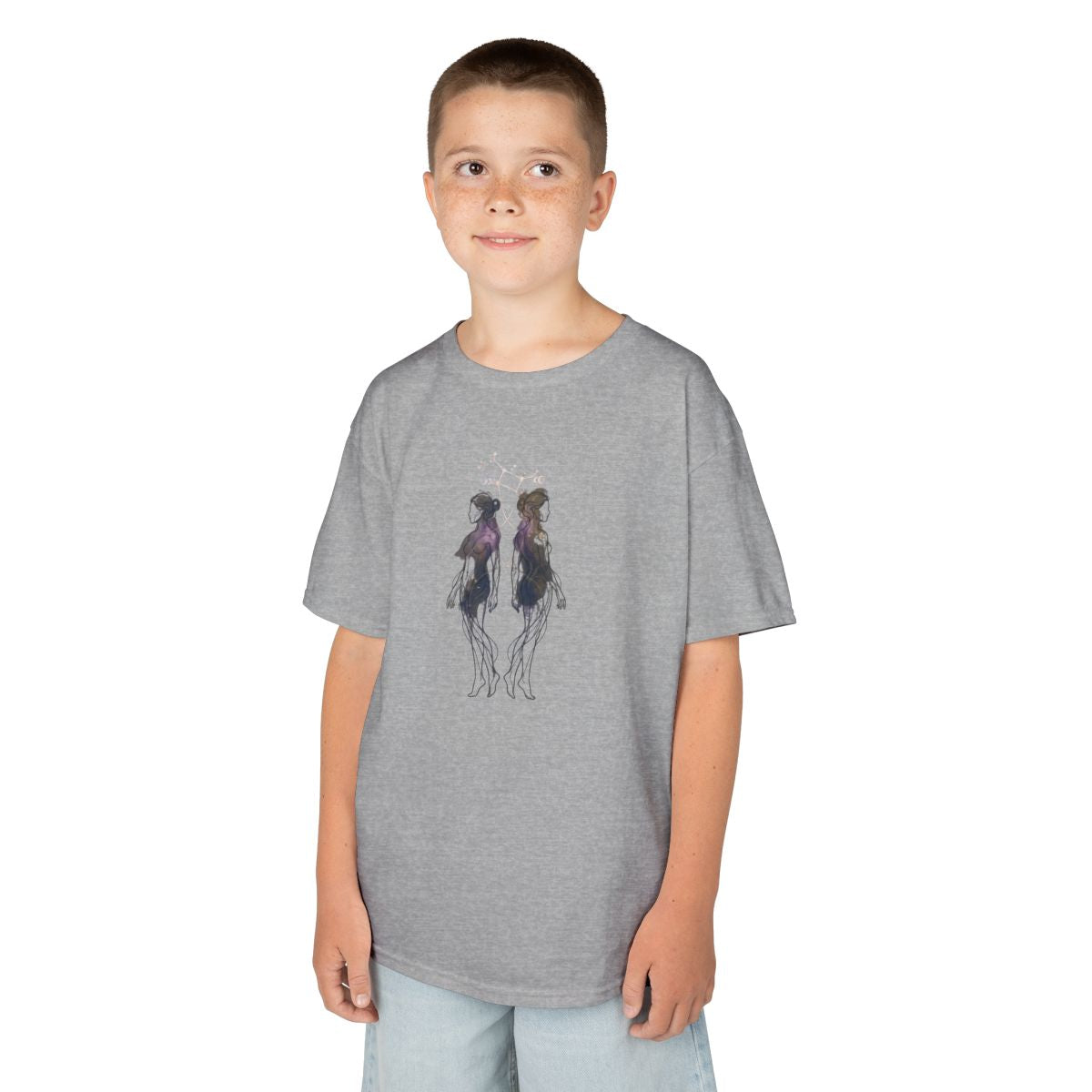 Color: Sport Grey | Gemini The Celestial Twins Kids Tee