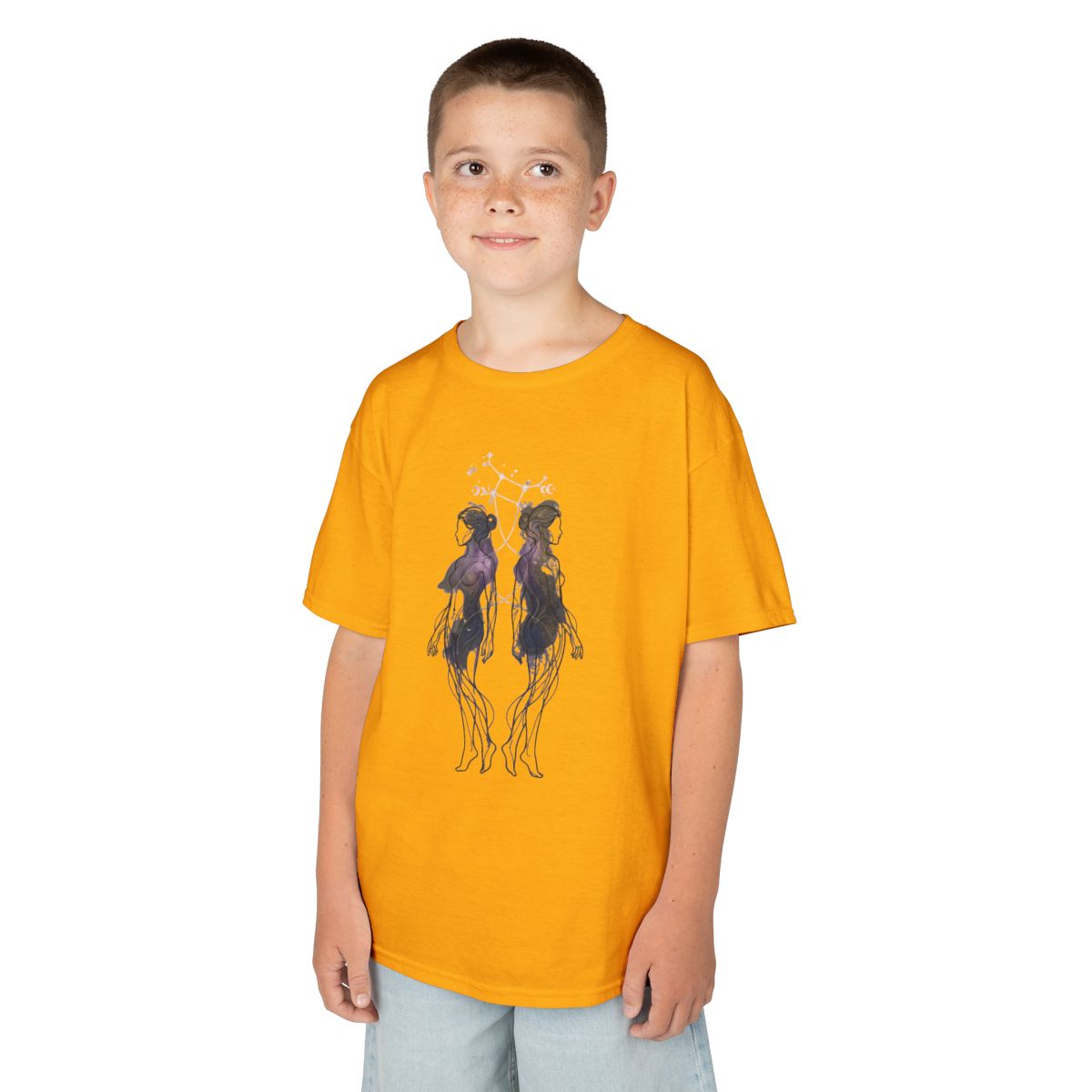 Color: Gold | Gemini The Celestial Twins Kids Tee