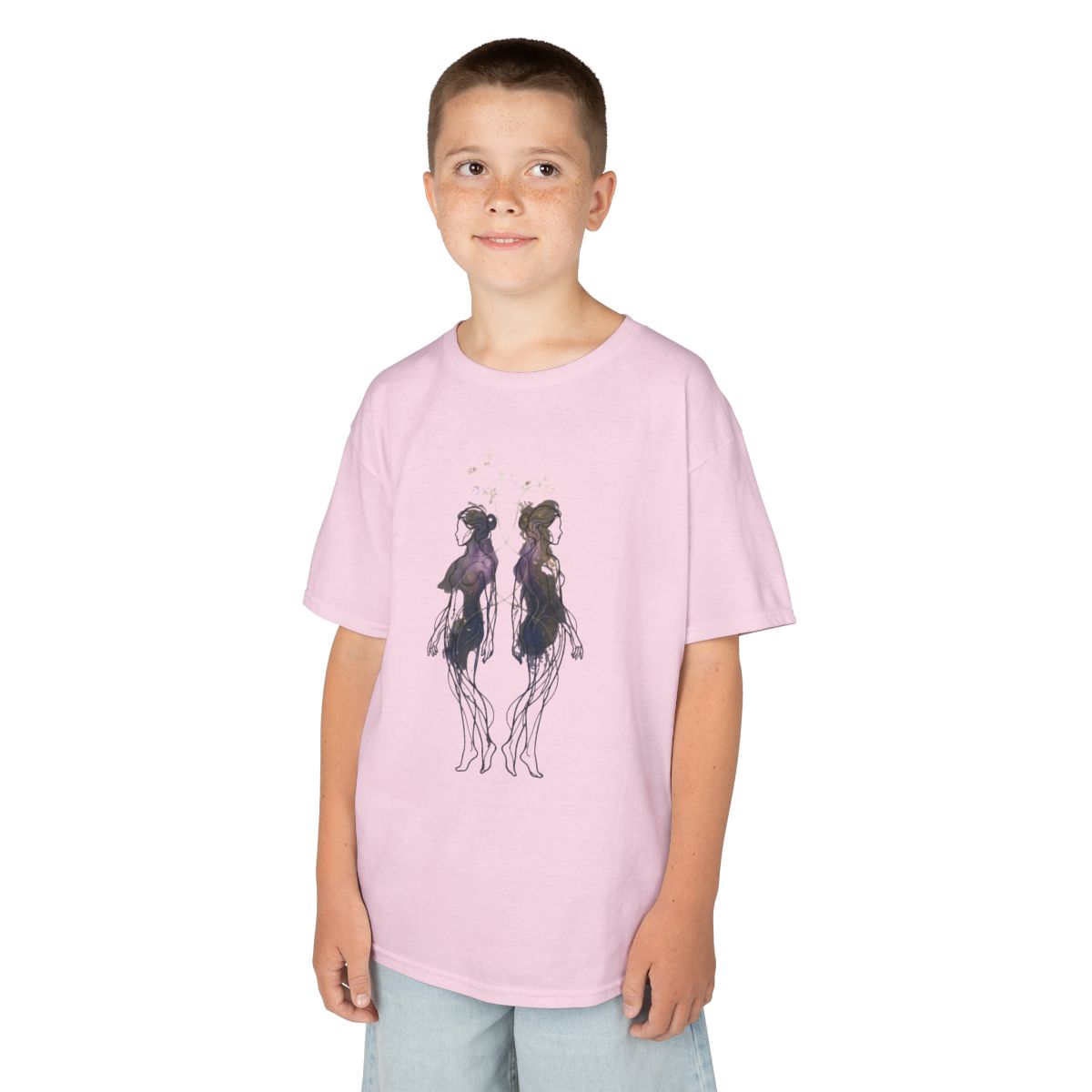 Color: Light Pink | Gemini The Celestial Twins Kids Tee
