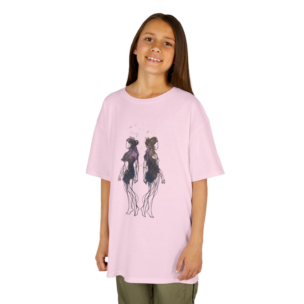 Color: Light Pink | Gemini The Celestial Twins Kids Tee