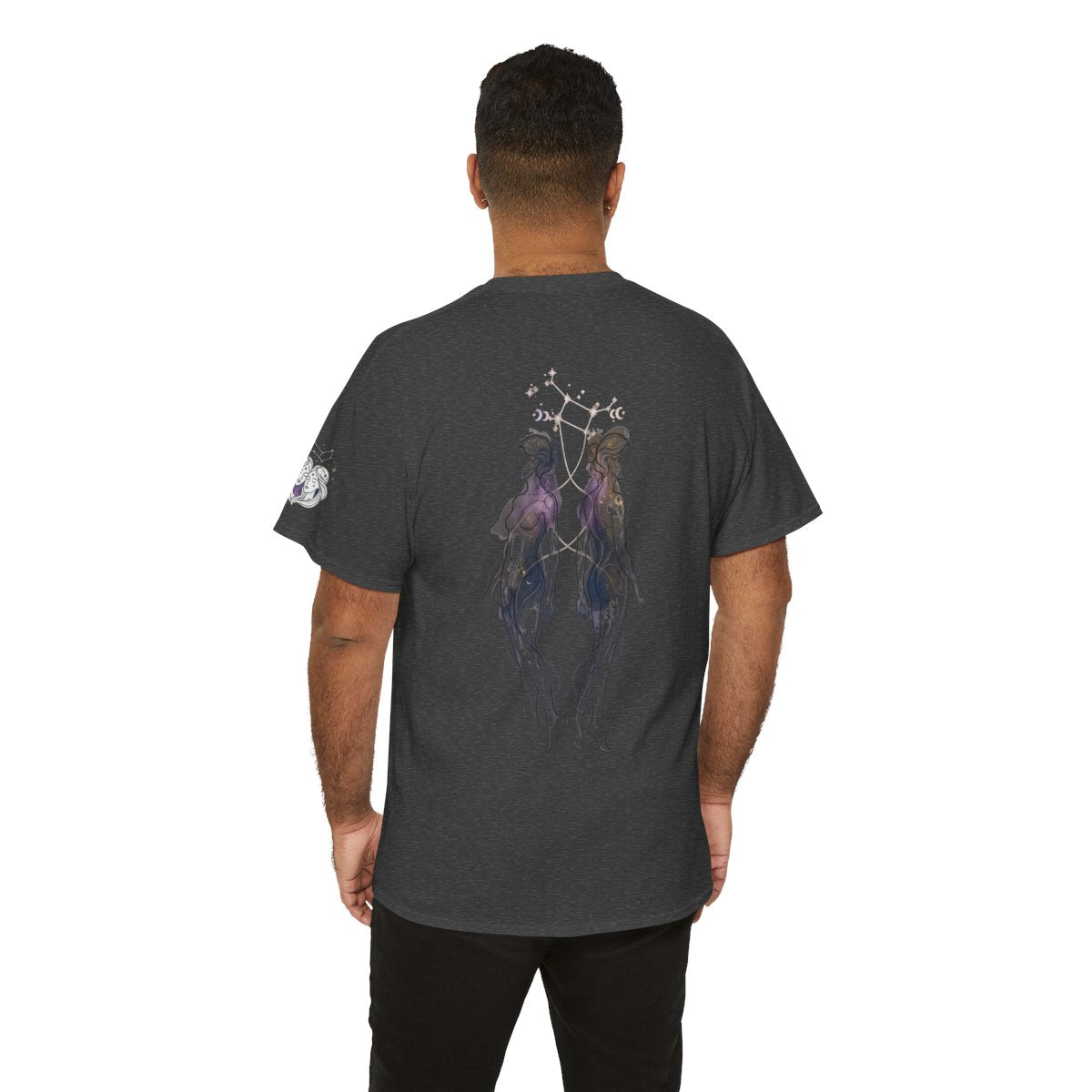 Color: Dark Heather | Gemini The Celestial Twins Premium Graphic Tee