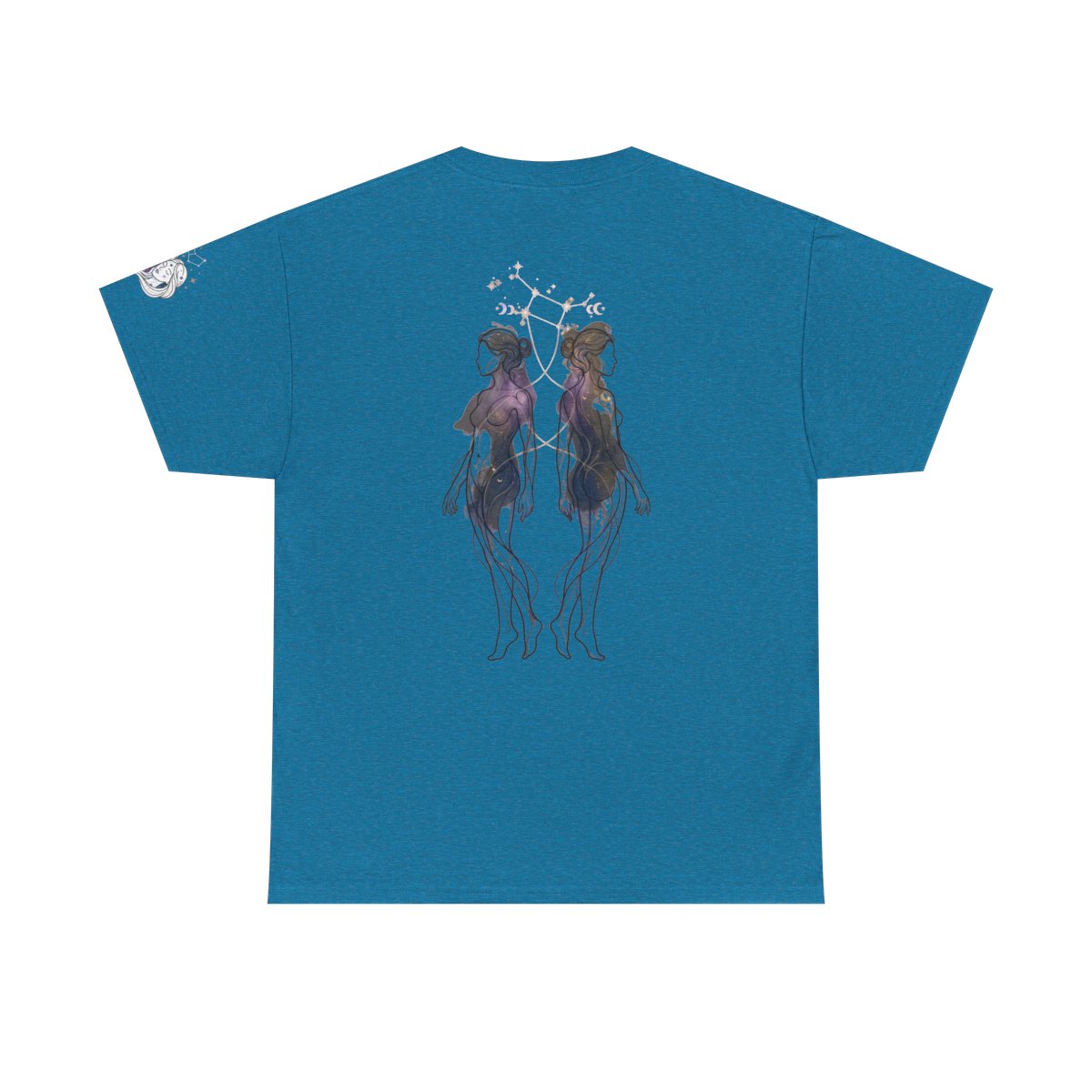 Color: Antique Sapphire | Gemini The Celestial Twins Premium Graphic Tee
