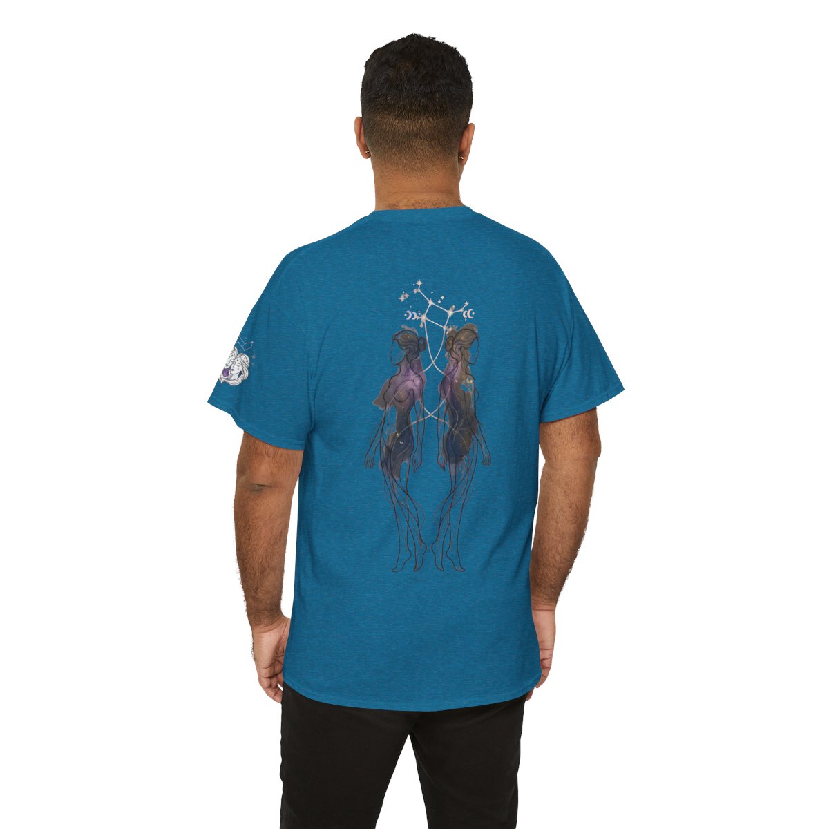 Color: Antique Sapphire | Gemini The Celestial Twins Premium Graphic Tee