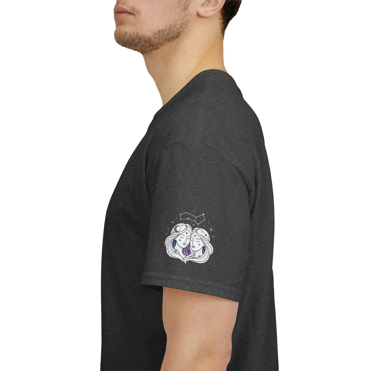 Color: Dark Heather | Gemini The Celestial Twins Premium Graphic Tee
