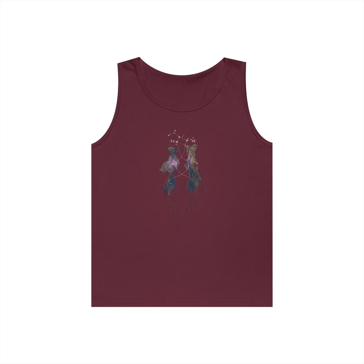 Color: Maroon | Gemini The Celestial Twins Tank Top
