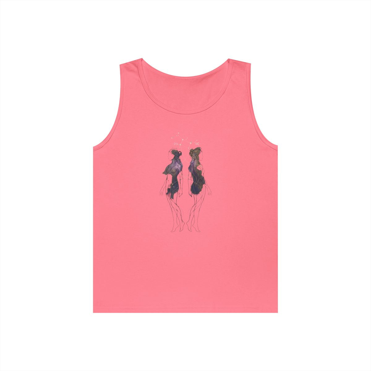 Color: Safety Pink | Gemini The Celestial Twins Tank Top