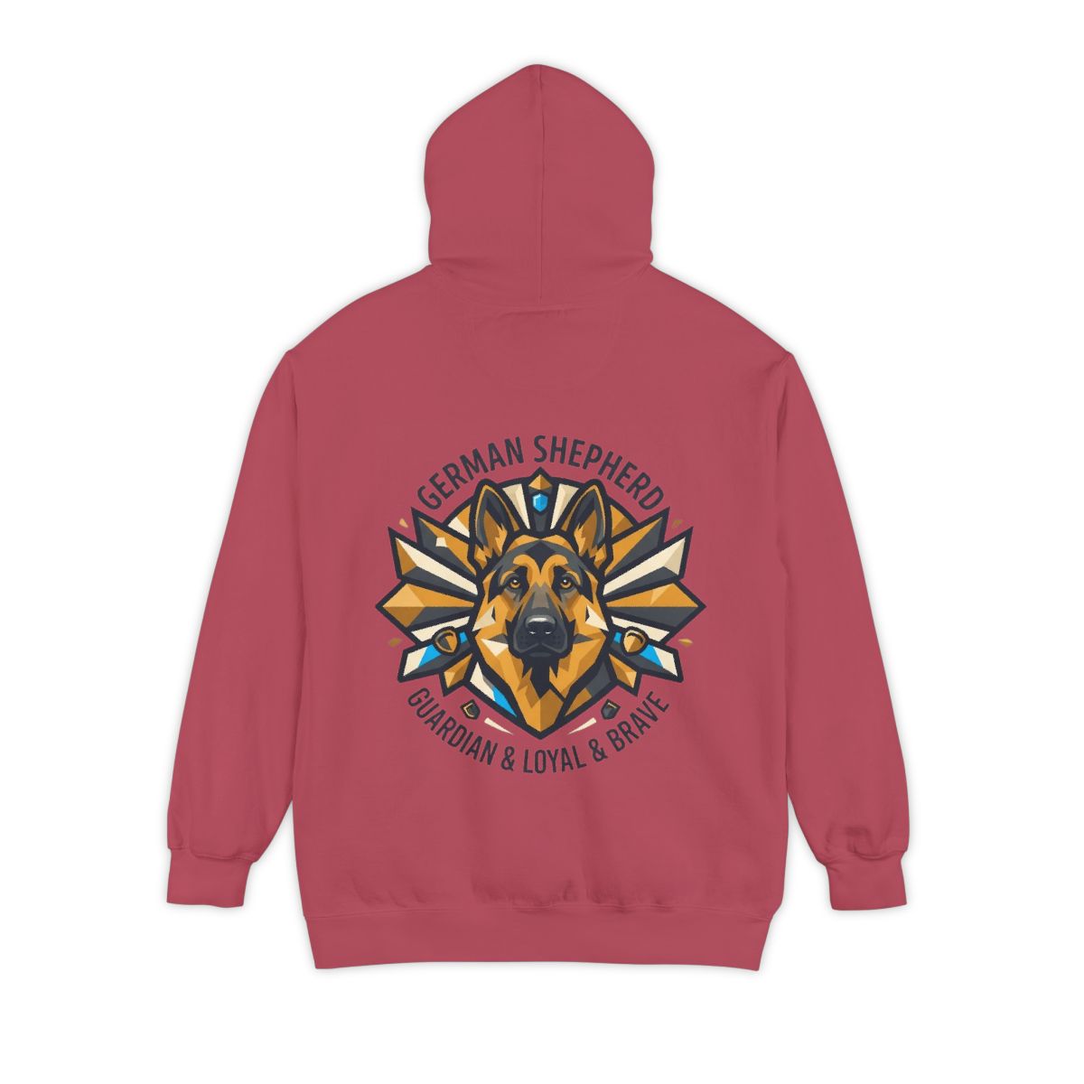 Color: Crimson | German Shepherd Guardian Loyal Brave Garment-Dyed Hoodie