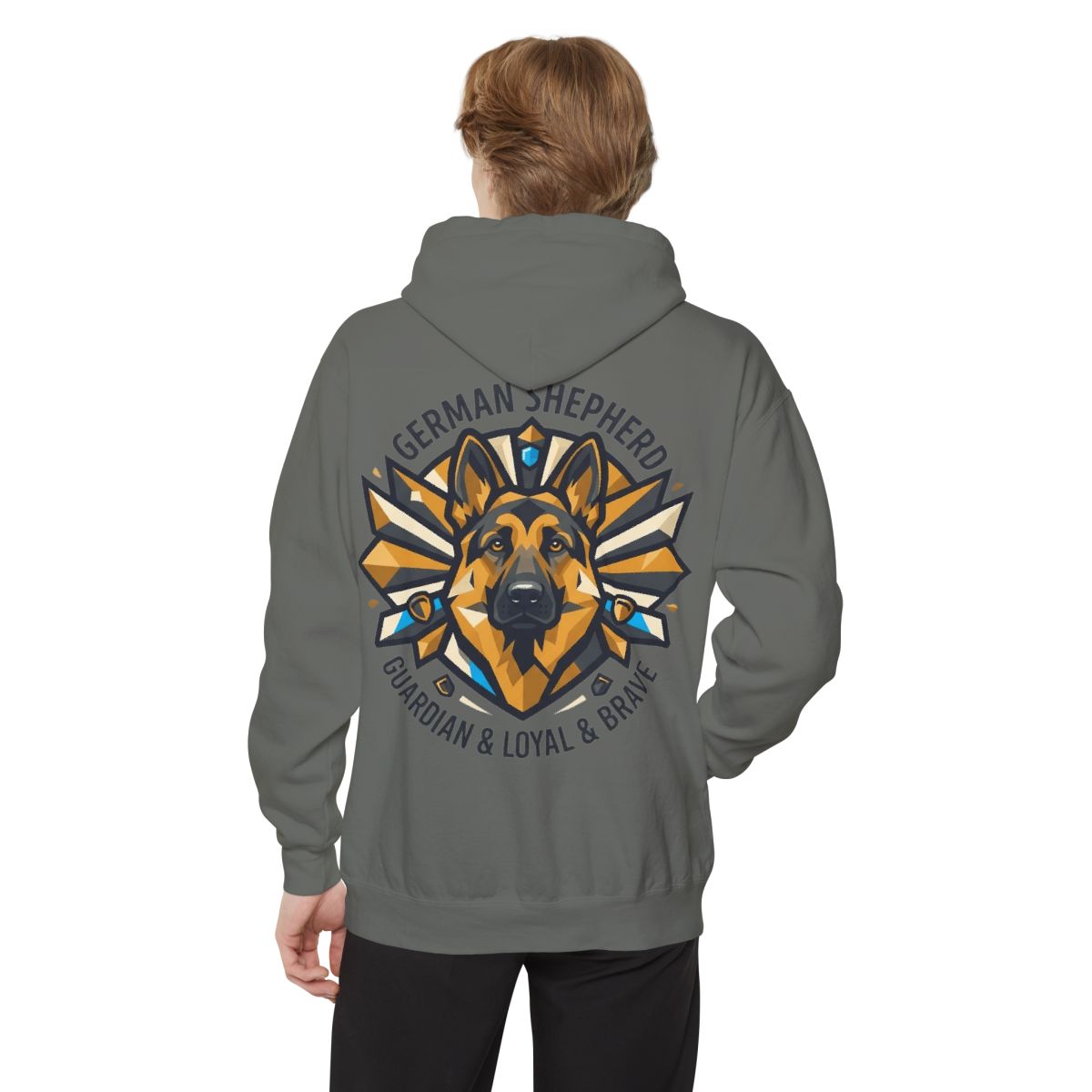 Color: Grey | German Shepherd Guardian Loyal Brave Garment-Dyed Hoodie