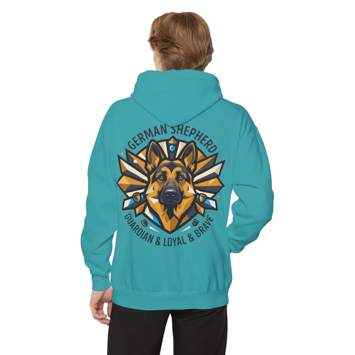 Color: Seafoam | German Shepherd Guardian Loyal Brave Garment-Dyed Hoodie