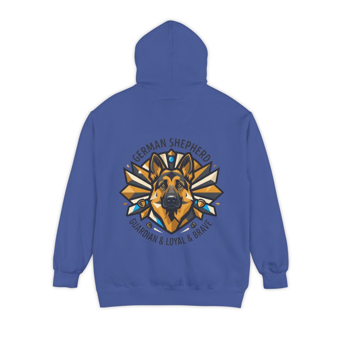 Color: Flo Blue | German Shepherd Guardian Loyal Brave Garment-Dyed Hoodie