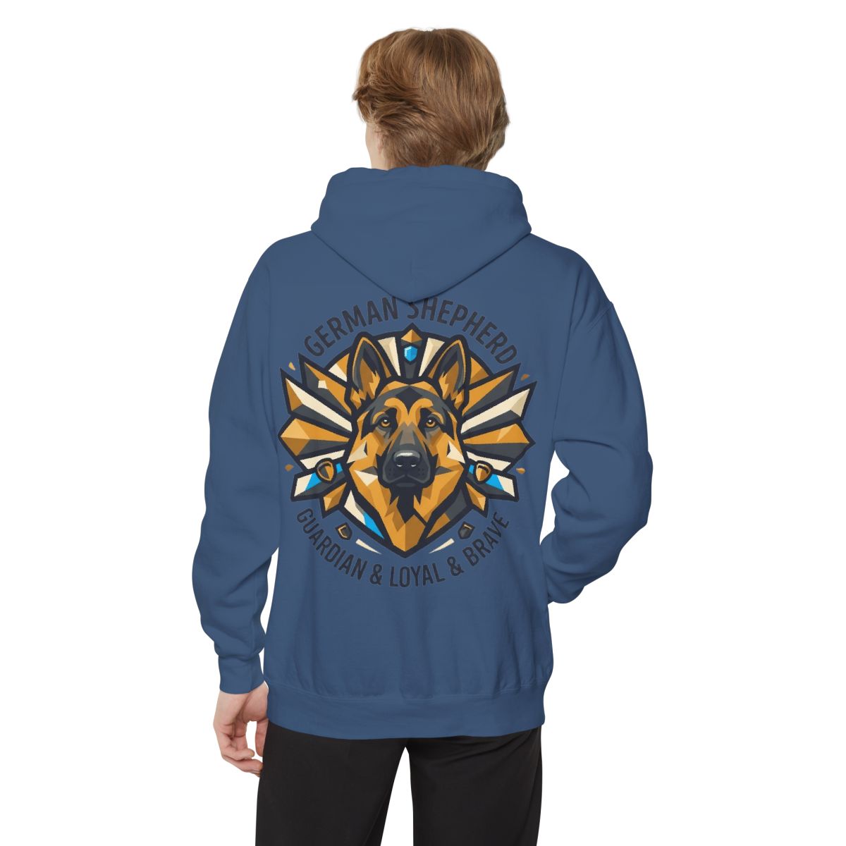 Color: True Navy | German Shepherd Guardian Loyal Brave Garment-Dyed Hoodie