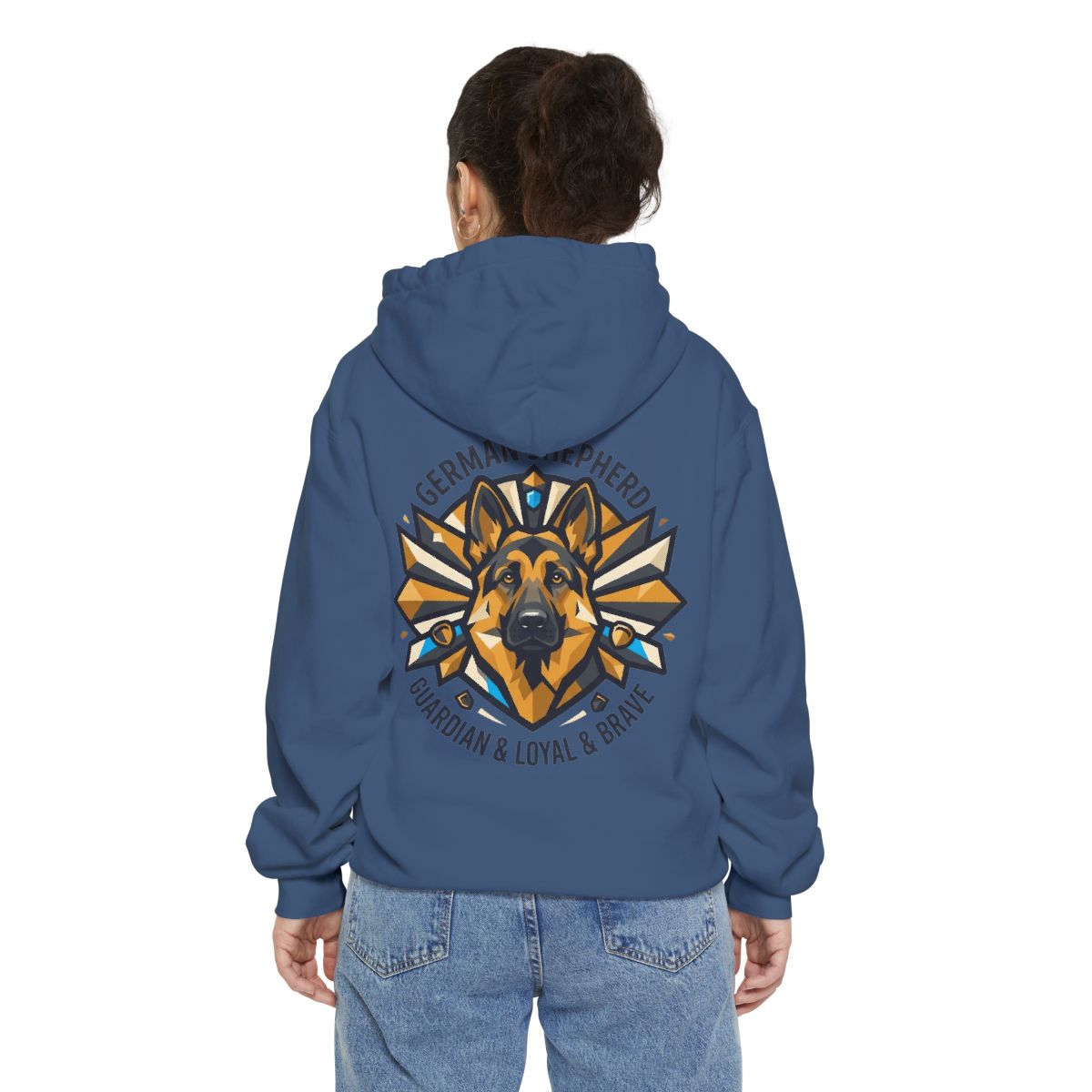 Color: True Navy | German Shepherd Guardian Loyal Brave Garment-Dyed Hoodie