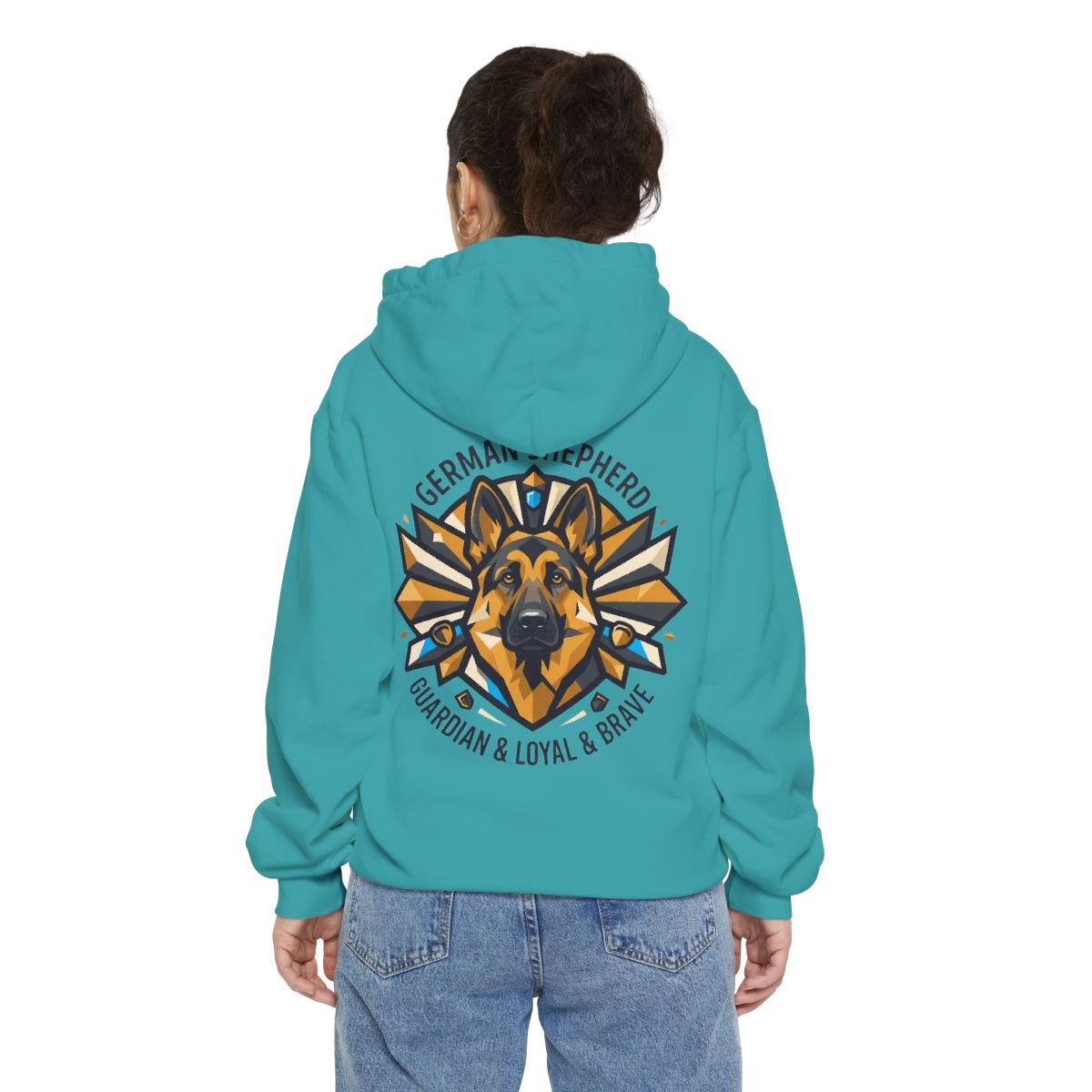 Color: Seafoam | German Shepherd Guardian Loyal Brave Garment-Dyed Hoodie