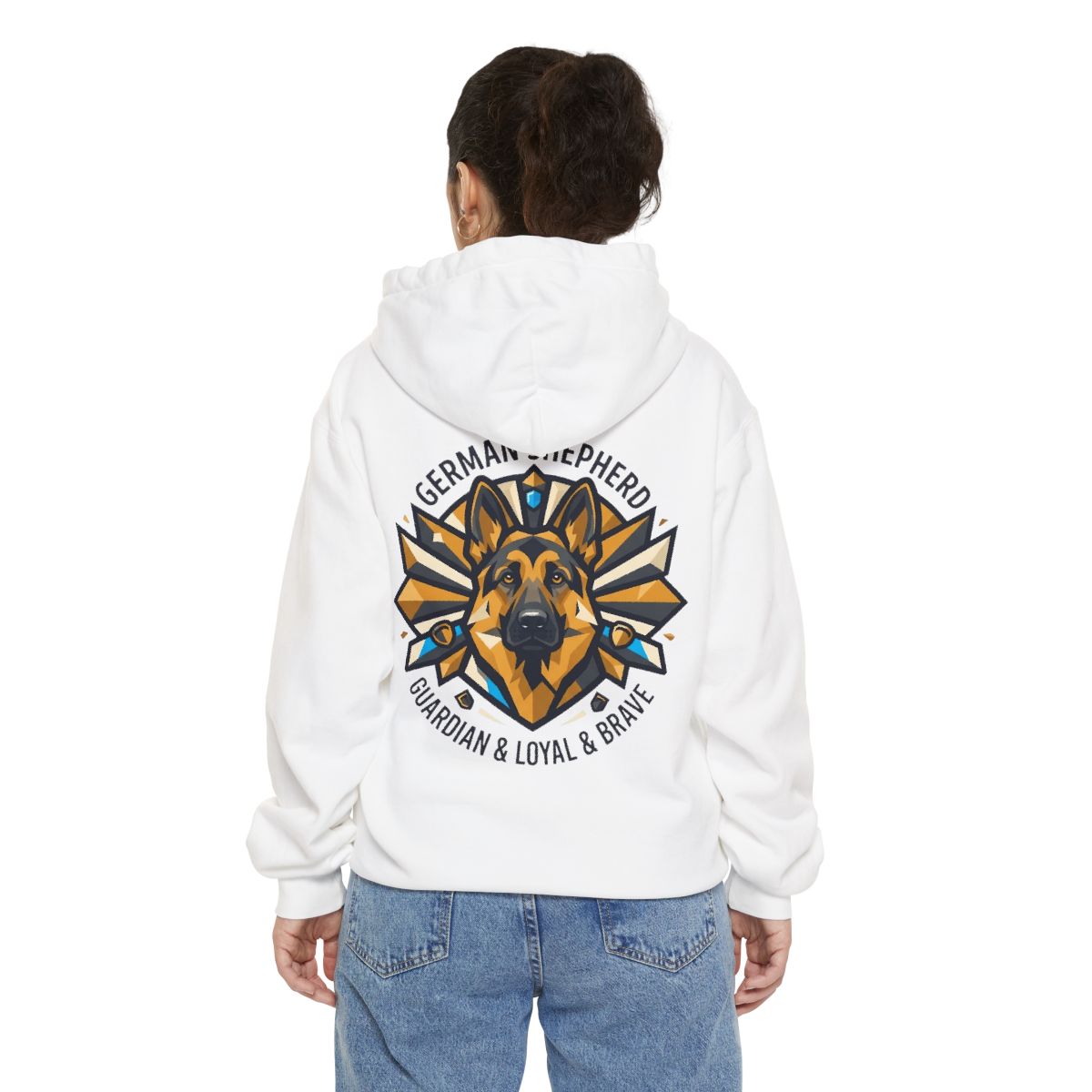 Color: White | German Shepherd Guardian Loyal Brave Garment-Dyed Hoodie