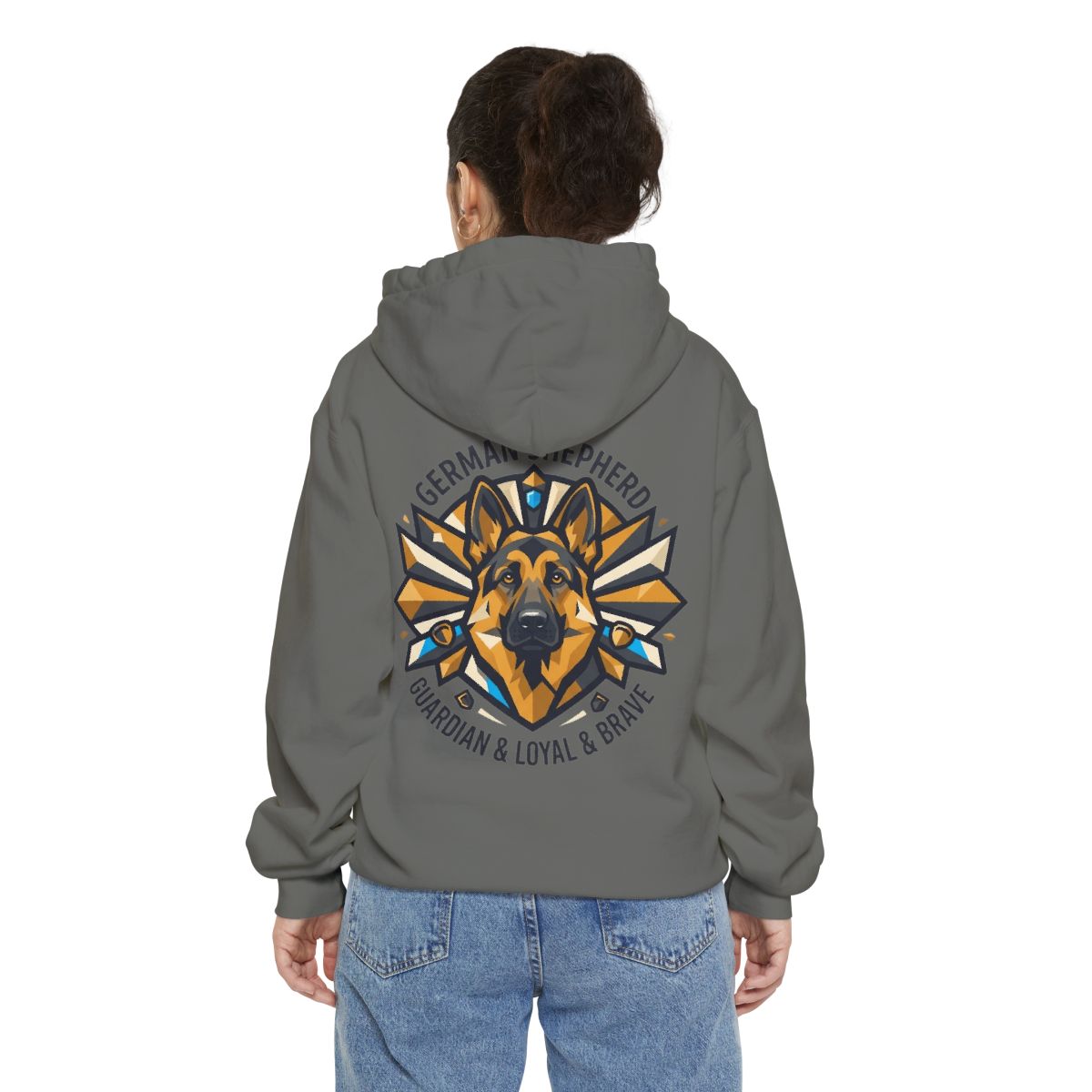 Color: Grey | German Shepherd Guardian Loyal Brave Garment-Dyed Hoodie