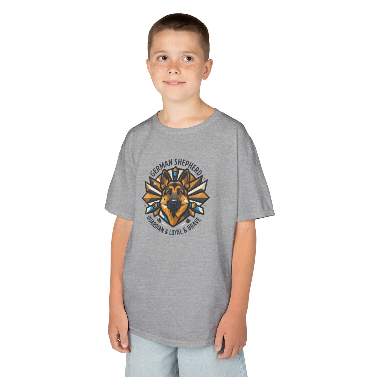 Color: Sport Grey | German Shepherd Guardian Loyal Brave Kids Tee