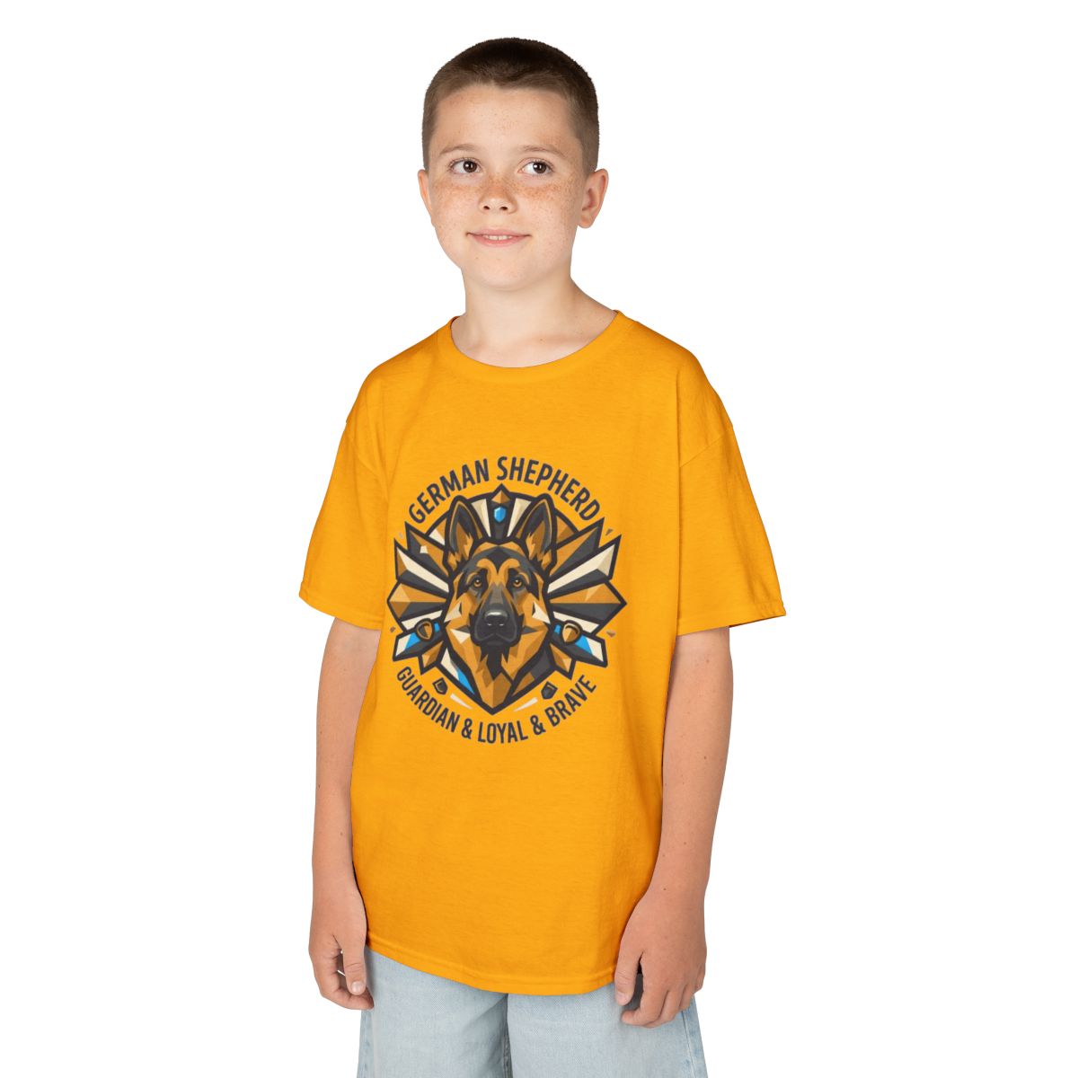 Color: Gold | German Shepherd Guardian Loyal Brave Kids Tee